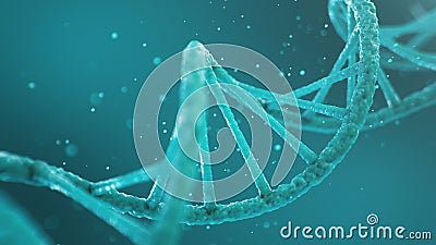 Double helical structure of DNA, DNA molecule, RNA. The concept of biochemistry, biotechnology. Genome change, 3D Cartoon Illustration