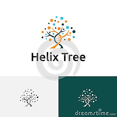 Double Helix DNA Tree Biology Science Research Logo Vector Illustration