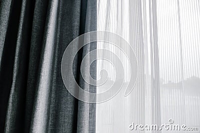 Double Layer Window Curtain for Protected a Sunlight Stock Photo
