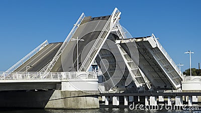 Double leaf double bascule bridge Stock Photo