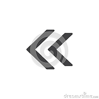 Double left arrow vector icon Vector Illustration