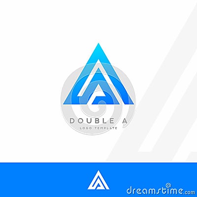 Double A letter blue vector logo template Vector Illustration