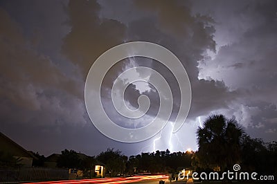 Double Lightning Strike Stock Photo