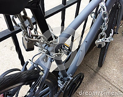 Double Locked Bike Stock Photo