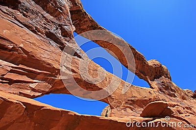 Double O Arch at Arches National Park in Utah, USA Stock Photo