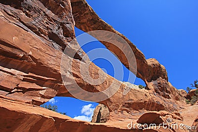 Double O Arch at Arches National Park in Utah, USA Stock Photo