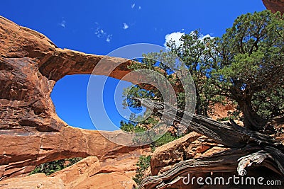 Double O Arch at Arches National Park in Utah, USA Stock Photo