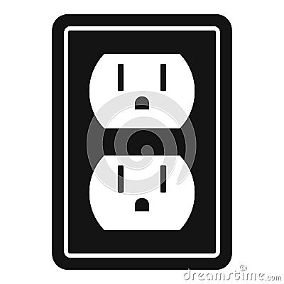 Double power socket icon, simple style Vector Illustration