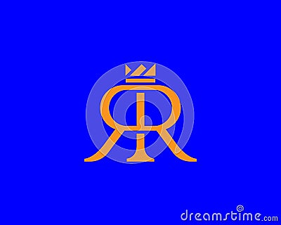 Double R with crown vector logo design. Elegant minimal letter, monogram, initials, wedding symbol sign logotype. Vector Illustration