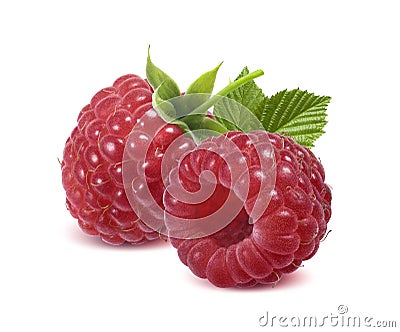 Double raspberry isolated on white background Stock Photo