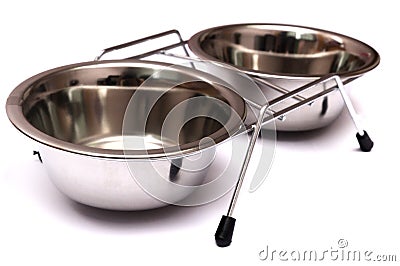 Double removable pet feeding dish bowls Stock Photo