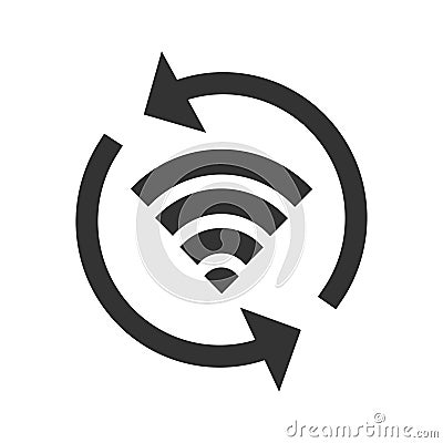 Double Reverse wifi icon. Network reboot symbol. Sign app button vector Vector Illustration