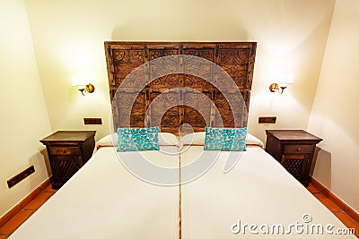 Double room in Spanish hotel Stock Photo