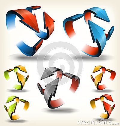 Double-sided Abstract Circular Arrows Vector Illustration