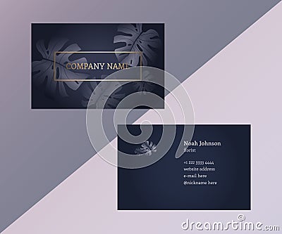 Double-sided business card in graphite color Vector Illustration