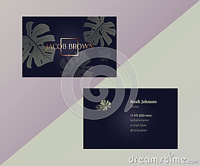 Double-sided business card in graphite color Vector Illustration