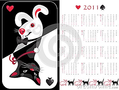 Double-sided calendar 2011 Vector Illustration