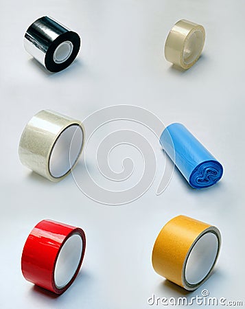 Double-sided tape, adhesive tape on a white background Stock Photo