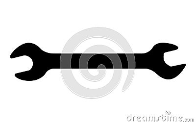 Double Sided Wrench Silhouette, Open End Wrench Hand Tool Vector Illustration