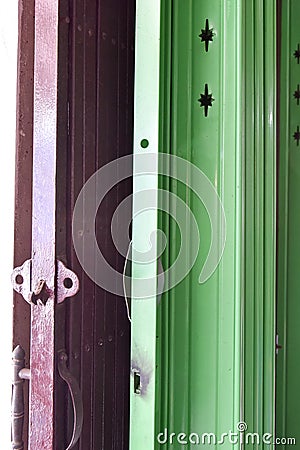 Double steel folding door Stock Photo