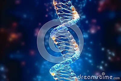 Double stranded DNA and bokeh background . Created by generative AI Stock Photo