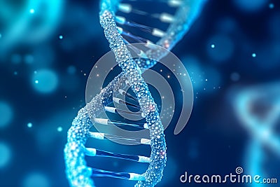 Double stranded DNA and bokeh background . Created by generative AI Stock Photo
