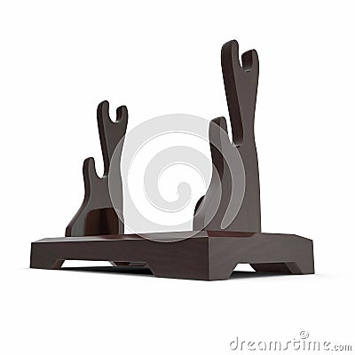 Double Sword Stand On White Background. 3D Illusration, render, isolated Stock Photo