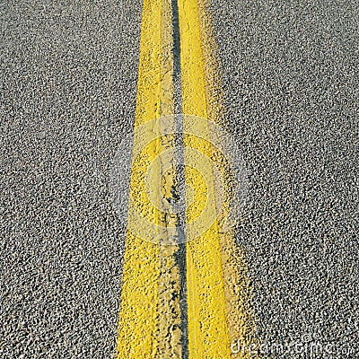 Double yellow line Stock Photo