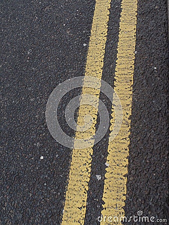 Double yellow line on a street Stock Photo
