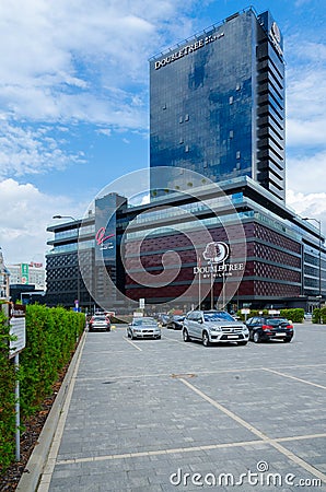 DoubleTree by Hilton Hotel Minsk, view from Dimitrova street, Minsk, Belarus Editorial Stock Photo