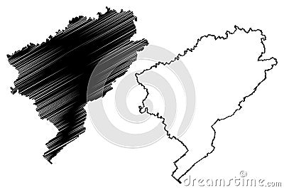 Doubs Department France, French Republic, Bourgogne-Franche-Comte region, BFC map vector illustration, scribble sketch Dubs map Vector Illustration