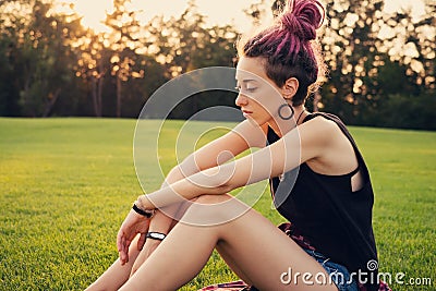 Doubt, dreams, failure, worry concept. Stock Photo