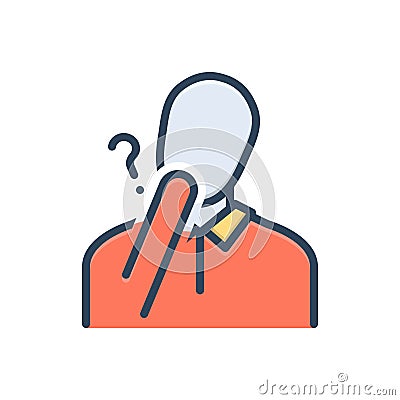 Color illustration icon for Doubt, hesitancy and suspicious Cartoon Illustration