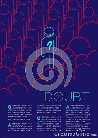 Doubt man with Question mark icon pictogram in queue blue and red, Social issues: Pollution PM 2.5 concept template layout design Vector Illustration