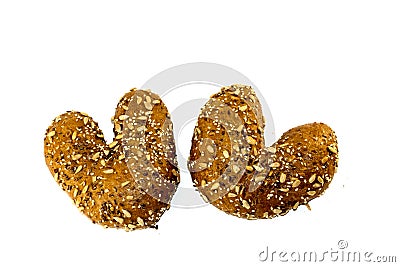 Dough products and seeds on white isolated background.Bread with seeds on a white background Stock Photo