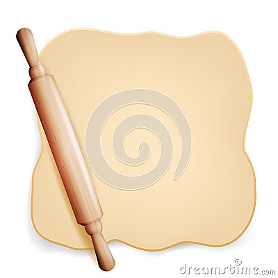 Dough Vector. Rolling Pin. Dough For Pizza Or Bread. Brochure Element. Isolated Illustration Vector Illustration