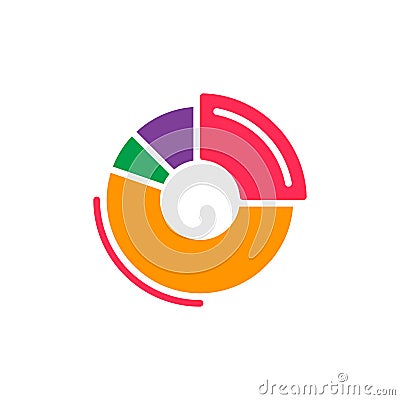 Doughnut chart colorful icon, vector flat sign Vector Illustration