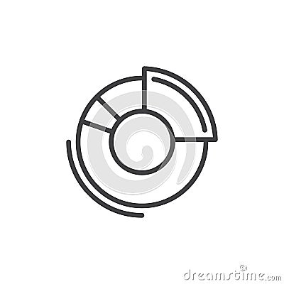 Doughnut chart line icon, outline vector sign, linear style pictogram isolated on white. Symbol, logo illustration. Editable strok Vector Illustration