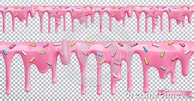 Doughnut glaze. Sweet cream. Seamless pattern. 3d vector Vector Illustration