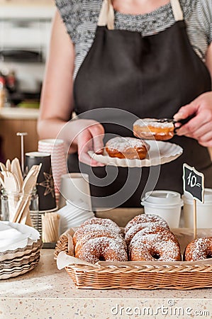 Doughnut Store Counter Stock Photo