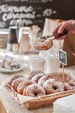 Doughnut Store Counter Stock Photo