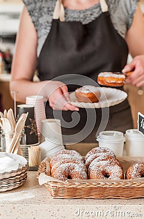 Doughnut Store Counter Stock Photo