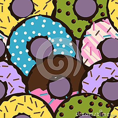 Seamless Colorful Doughnuts Cartoon Illustration