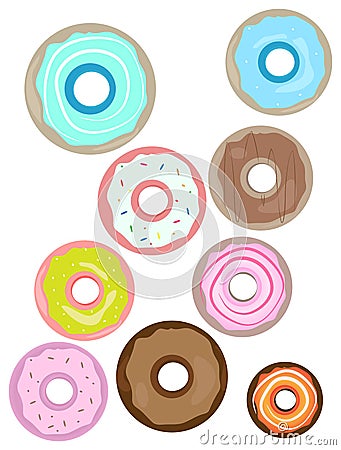 Doughnuts illustration isolated on white background Vector Illustration