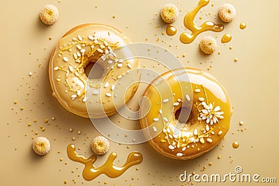 Doughnuts with yellow glaze and sprinkles Stock Photo