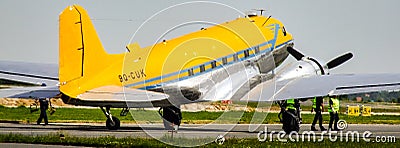 Douglas C-47B Skytrain with 9Q-CUK markings and Valentuna Aviators livery. Editorial Stock Photo