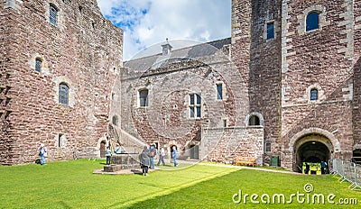 Doune Castle, medieval stronghold near the village of Doune, in the Stirling district of central Scotland. Editorial Stock Photo