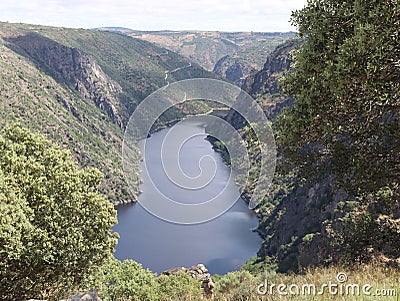 Douro river natural border between Spain Portugal natural deep Stock Photo