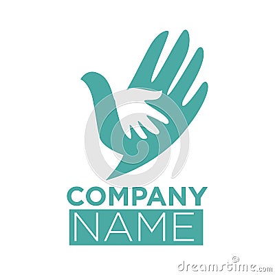 Dove bird symbol of hand in hands vector icon template Vector Illustration