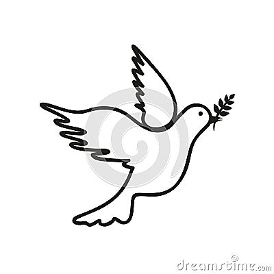 Dove black and white drawing Vector Illustration